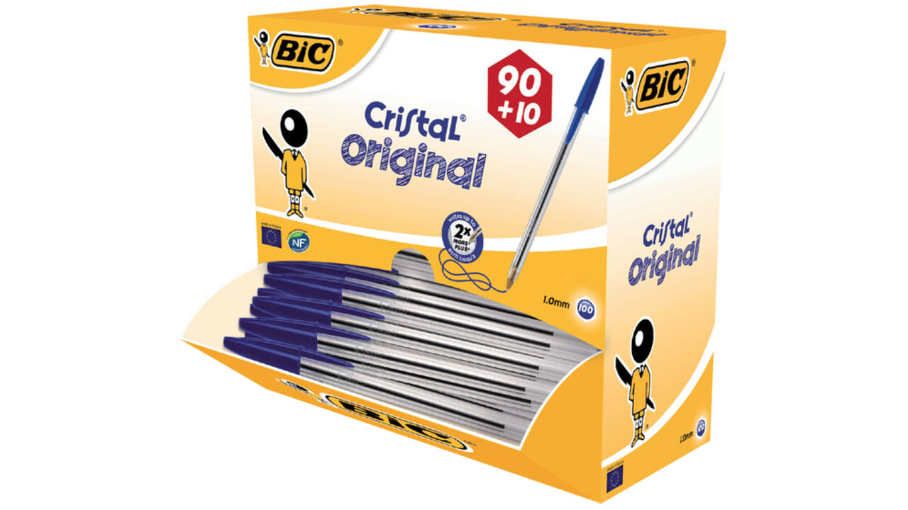 Balpen Bic Cristal medium blauw doos à 90+10 gratis