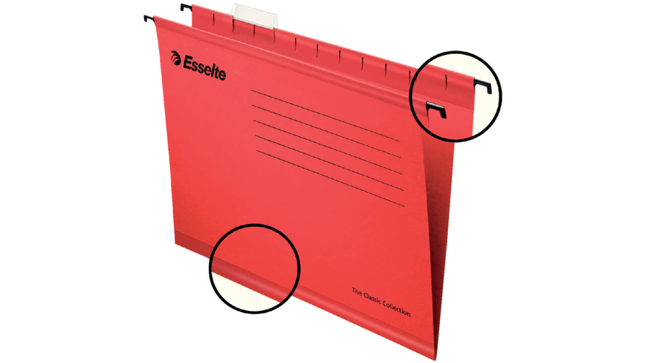 Hangmap Esselte Classic folio V-bodem 382x240mm rood