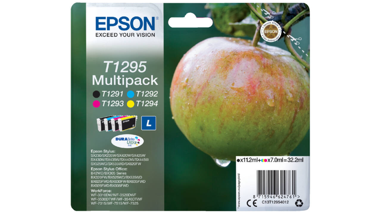 Inktcartridge Epson T1295 zwart + 3 kleuren