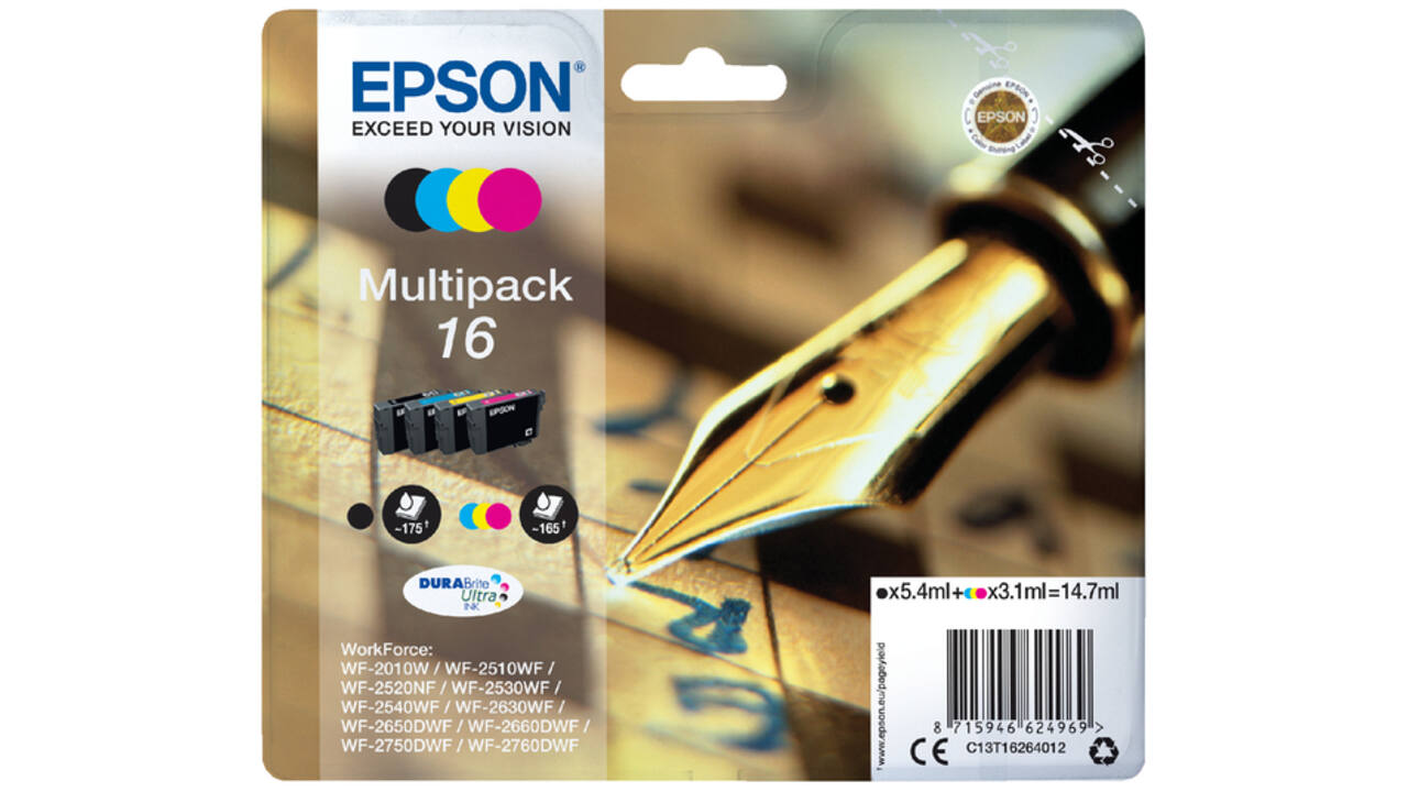 Inktcartridge Epson 16 T1626 zwart + 3 kleuren