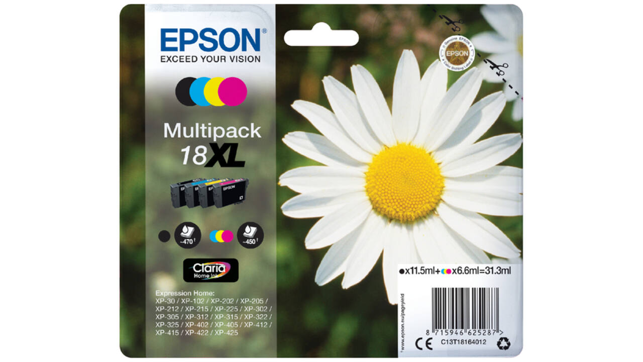 Inktcartridge Epson 18XL T1816 zwart + 3 kleuren
