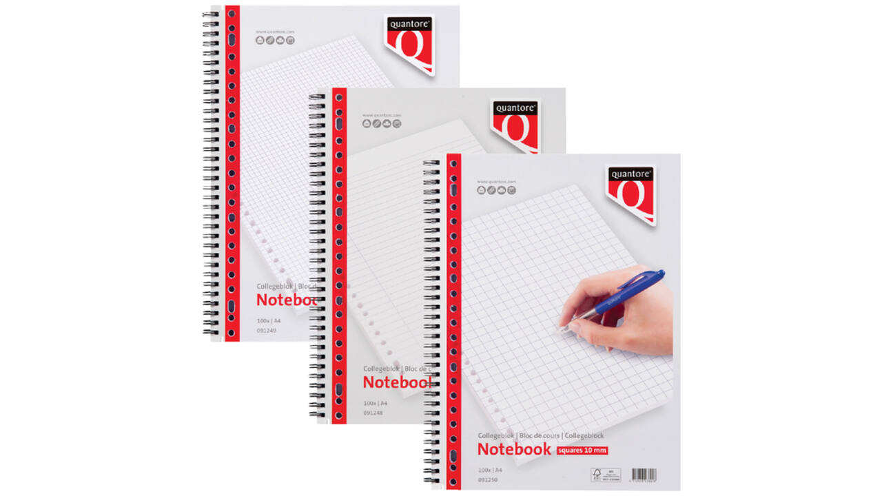 Collegeblok Quantore A4 lijn 23-gaats 4 tabs 100vel 70gr