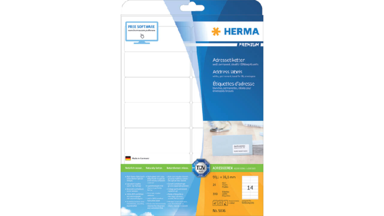 Etiket HERMA 5076 99.1x38.1mm premium wit 350stuks