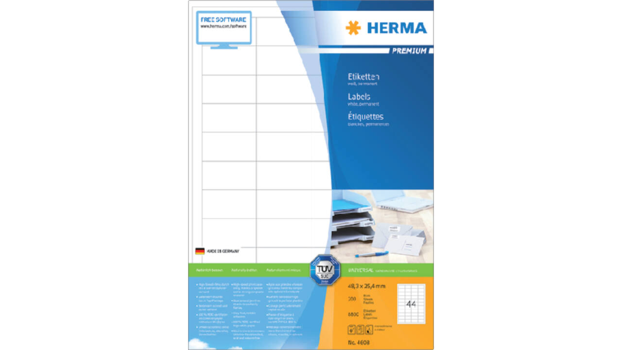 Etiket HERMA 4608 48.3x25.4mm premium wit 8800stuks