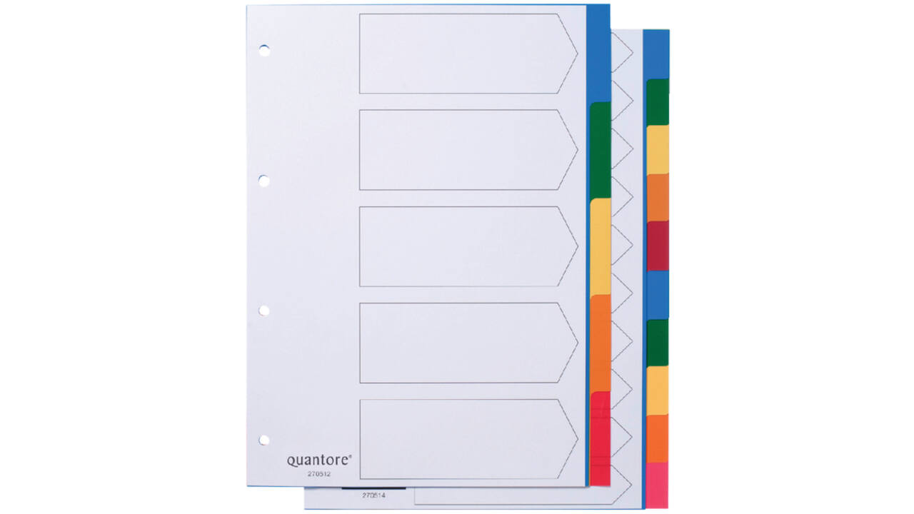 Tabbladen Quantore 4-gaats 5-delig assorti tabs PP