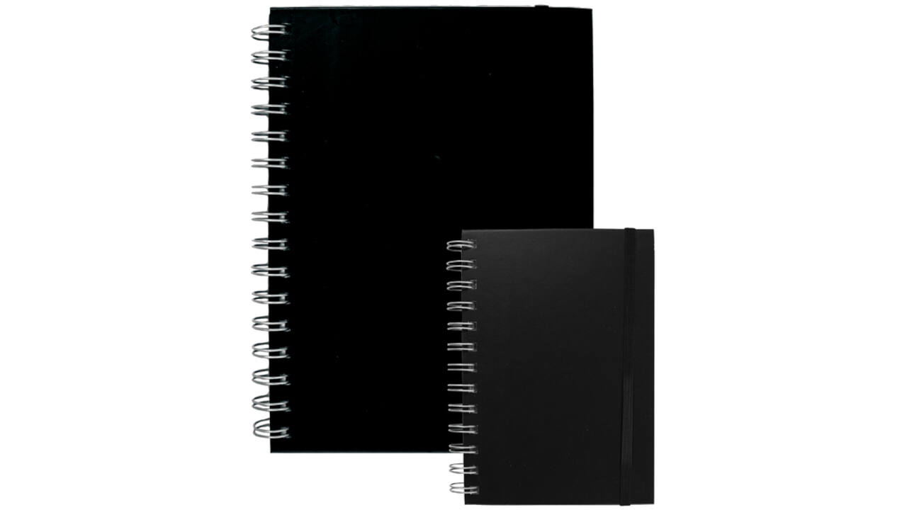 Notitieboek Quantore A6 spiraal lijn 192blz 80gr zwart