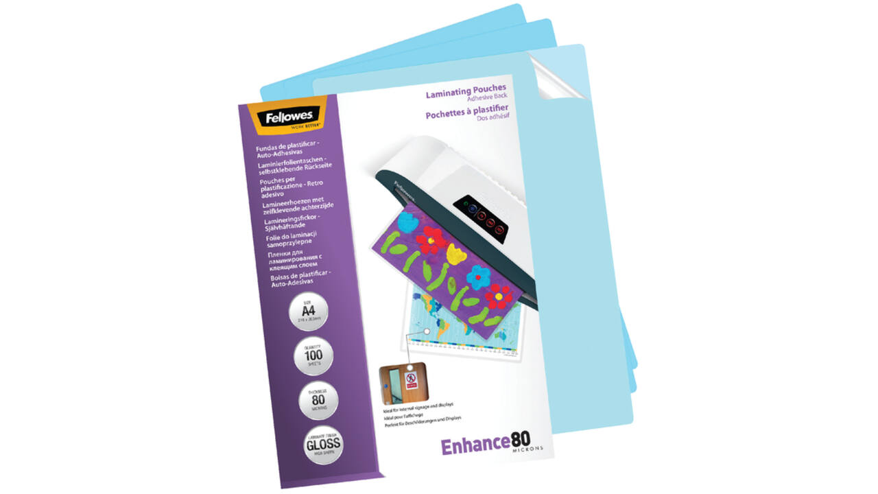 Lamineerhoes Fellowes A4 zelfklevend 2x80micron 100stuks