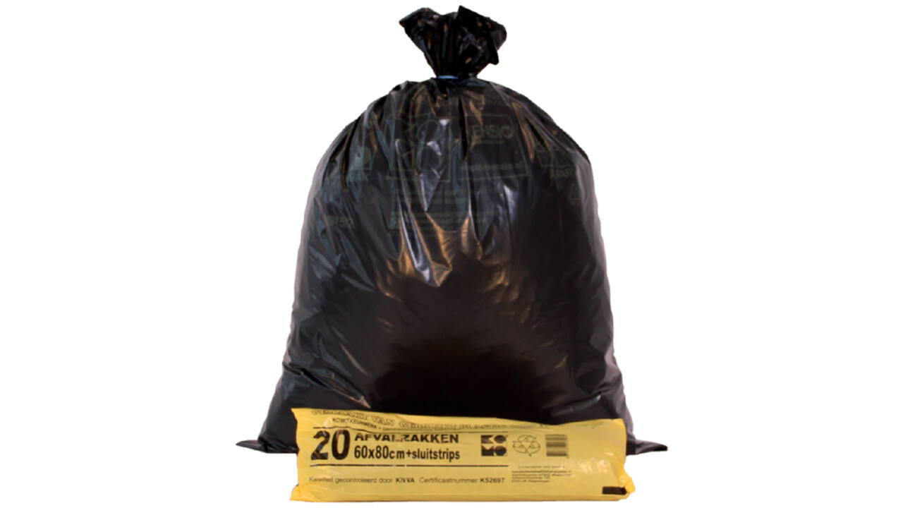 Vuilniszak Komo 60 liter zwart rol à 20 stuks