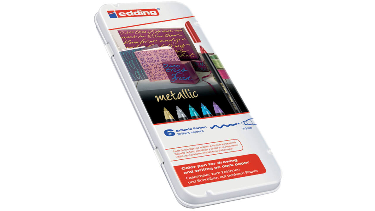 Fineliner edding 1200 053 054 072 073 074 078 fijn metallic assorti blik à 6 stuks