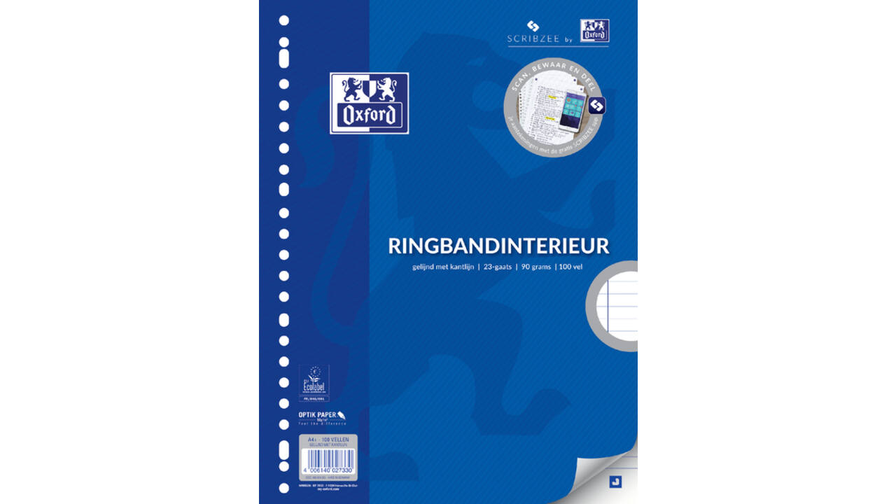 Interieur Oxford A4 23-gaats lijn 90gr 100vel