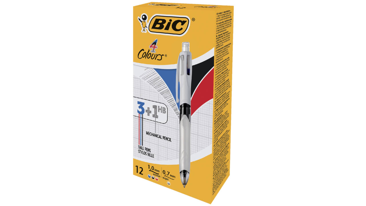 Balpen Bic 3kleuren met vulpotlood HB 0.7mm medium wit