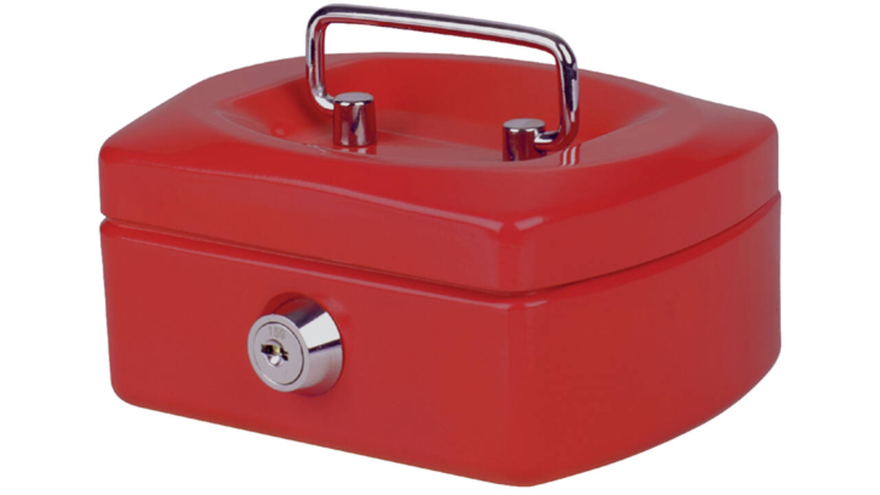 Geldkist Pavo met muntgleuf 125x95x60mm rood