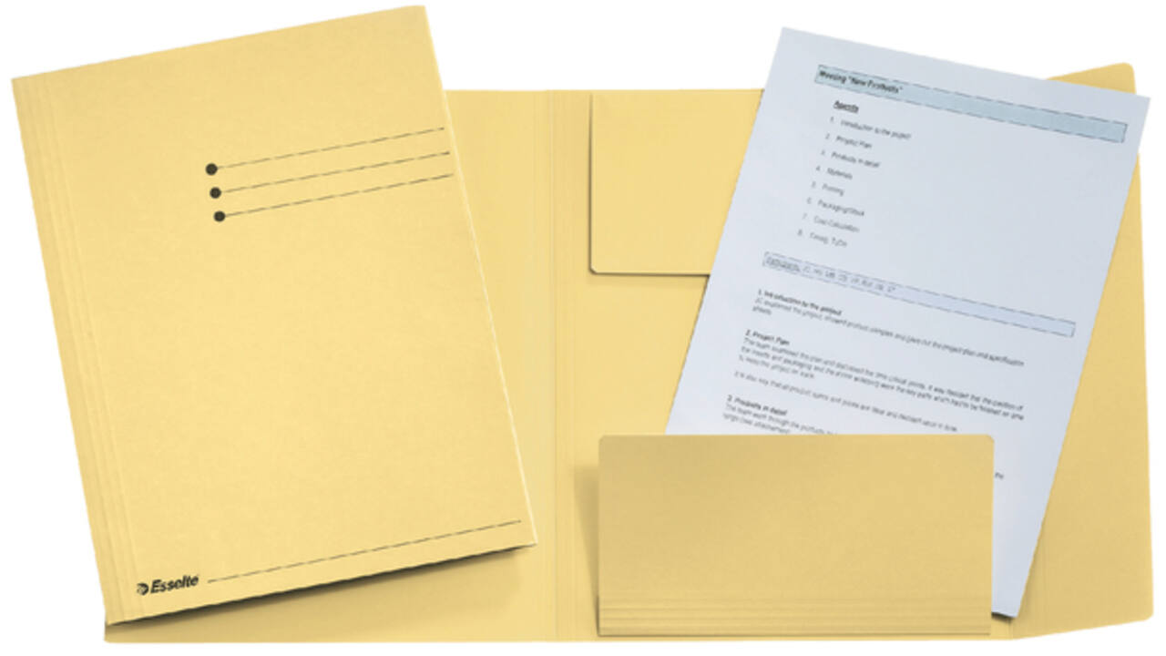 Dossiermap Esselte folio 3 kleppen manilla 275gr geel