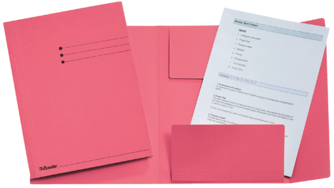 Dossiermap Esselte folio 3 kleppen manilla 275gr roze
