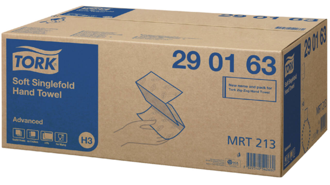Handdoek Tork H3 Advanced Z-gevouwen 2-laags wit 290163