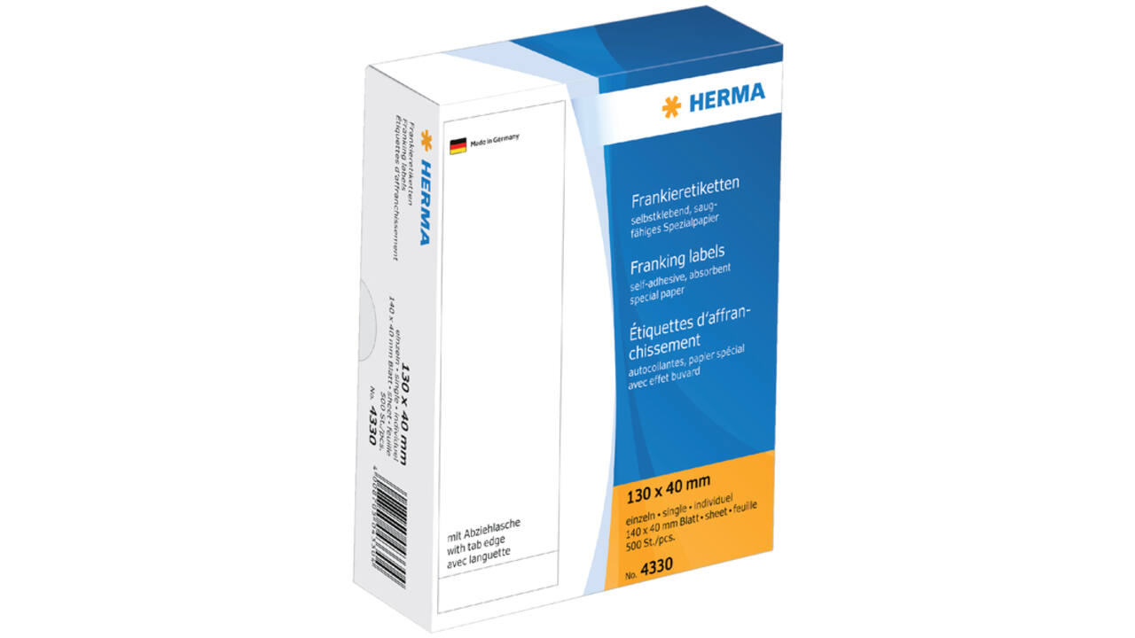 Frankeeretiket HERMA 4330 130x40mm 500stuks