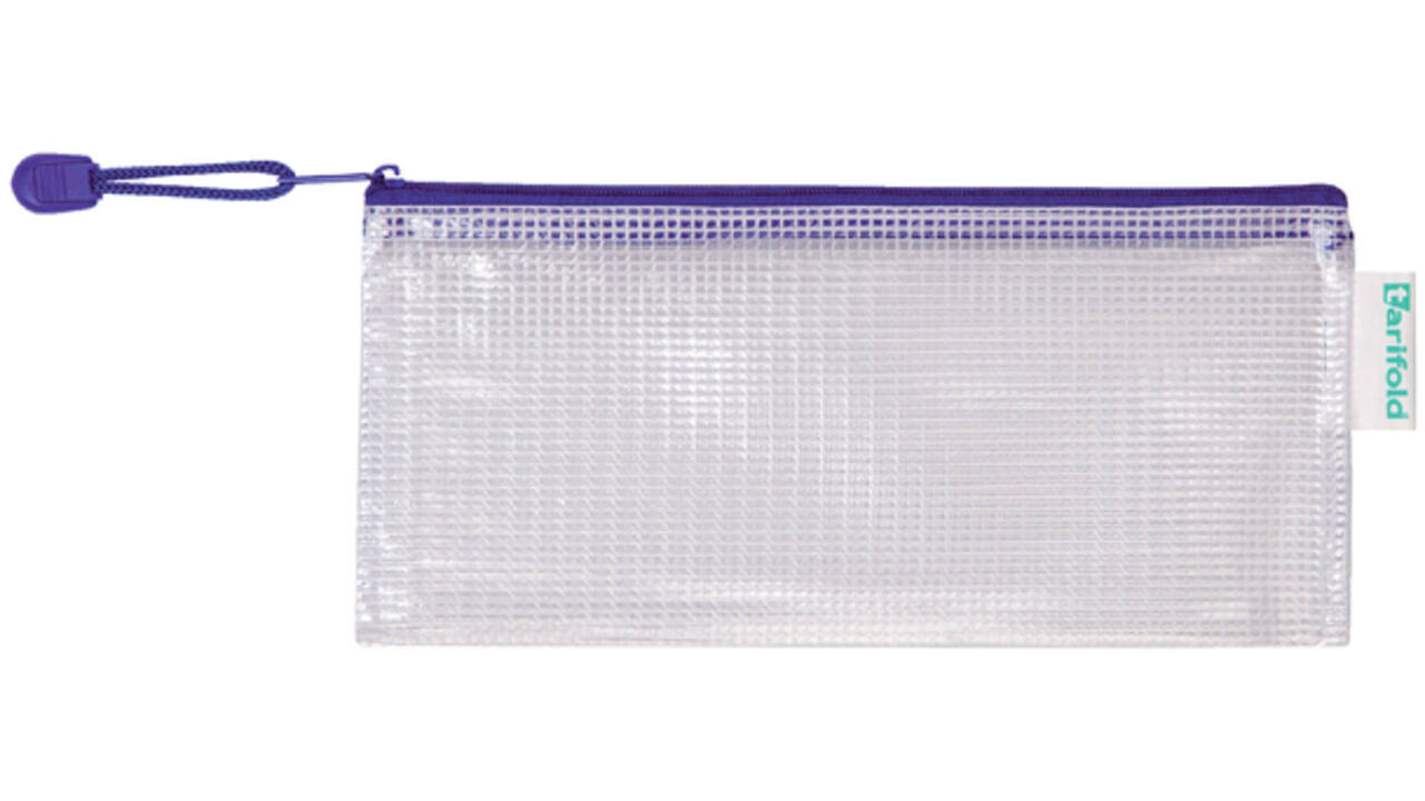 Opbergtas Tarifold met rits 250x115mm PVC blauw