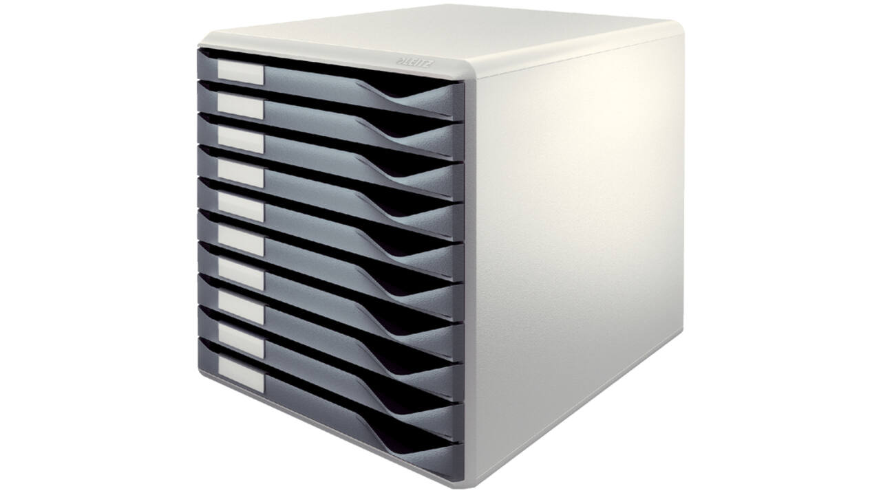 Ladenblok Leitz A4 10 laden donkergrijs/wit
