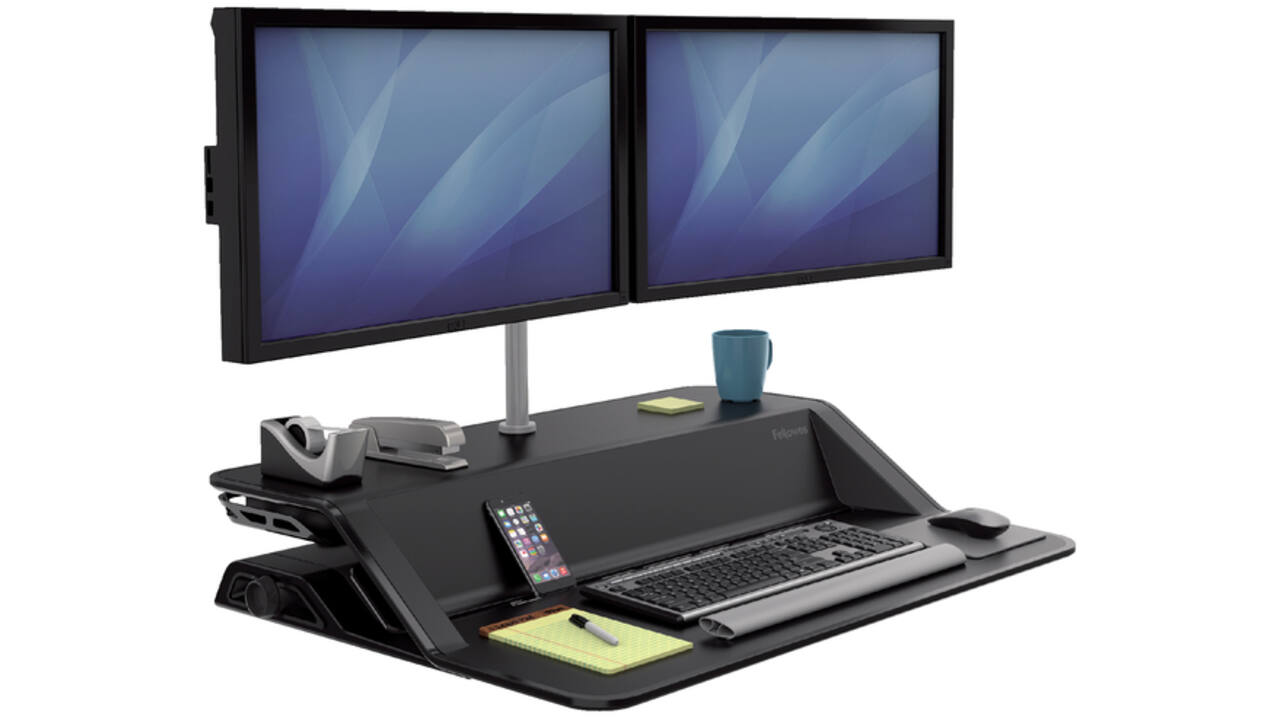 Zit-Sta werkplek Fellowes Lotus zwart