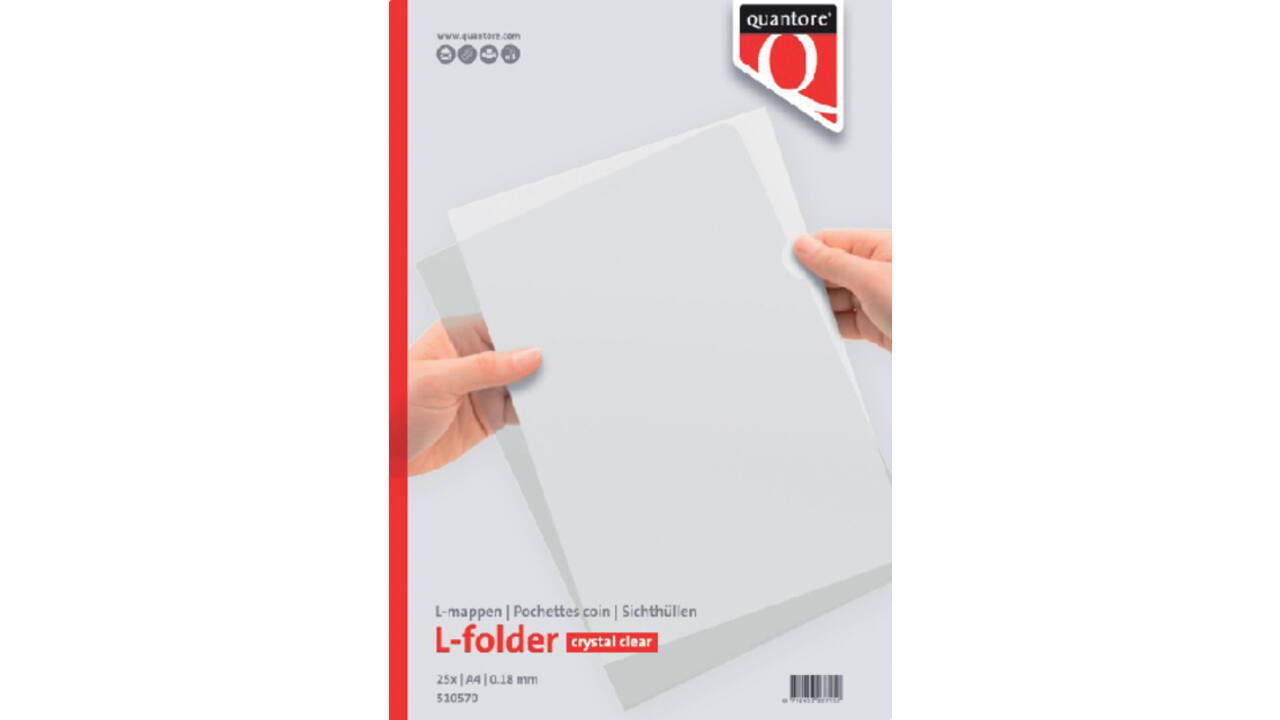 Insteekmap L-model Quantore A4 PP 0.18mm glad 25 stuks