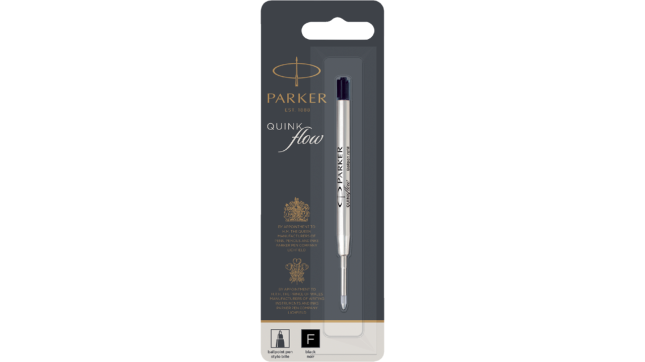 Balpenvulling Parker Quinkflow fijn zwart blister à 1 stuk