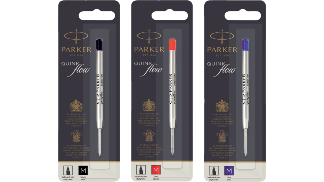 Balpenvulling Parker Quinkflow medium zwart blister à 1 stuk