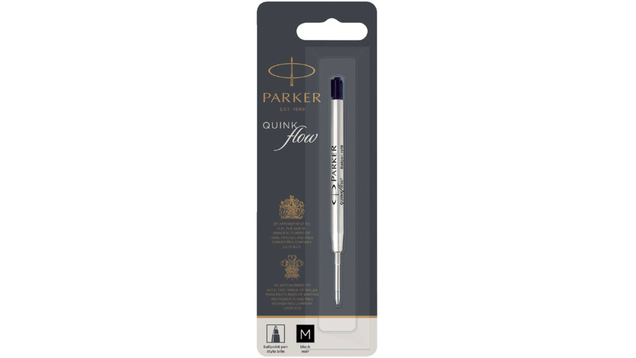 Balpenvulling Parker Quinkflow medium zwart blister à 1 stuk