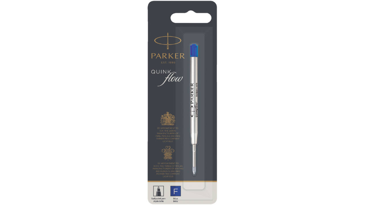 Balpenvulling Parker Quinkflow fijn blauw blister à 1 stuk