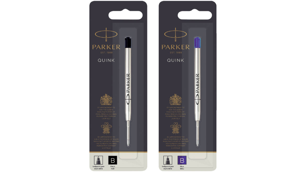 Balpenvulling Parker Quink breed zwart breed blister à 1 stuk