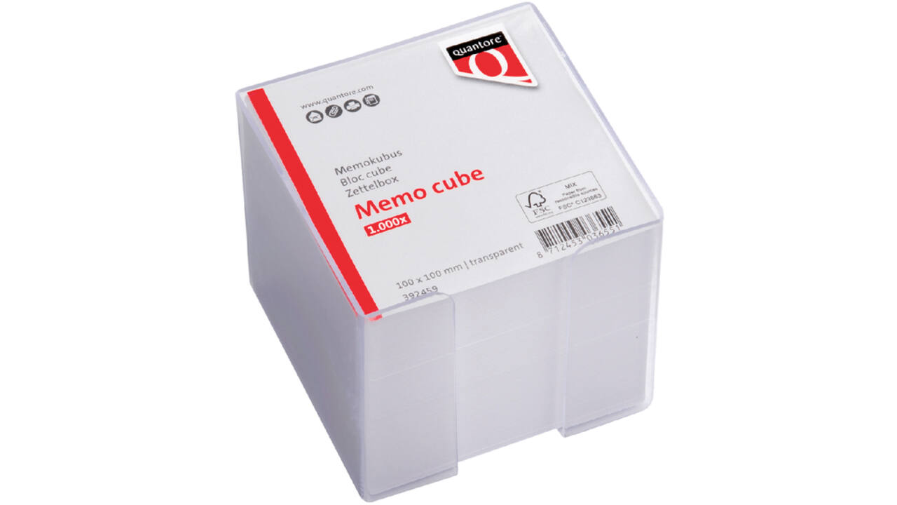 Memokubus Quantore 10x10x9cm transparant met 900vel
