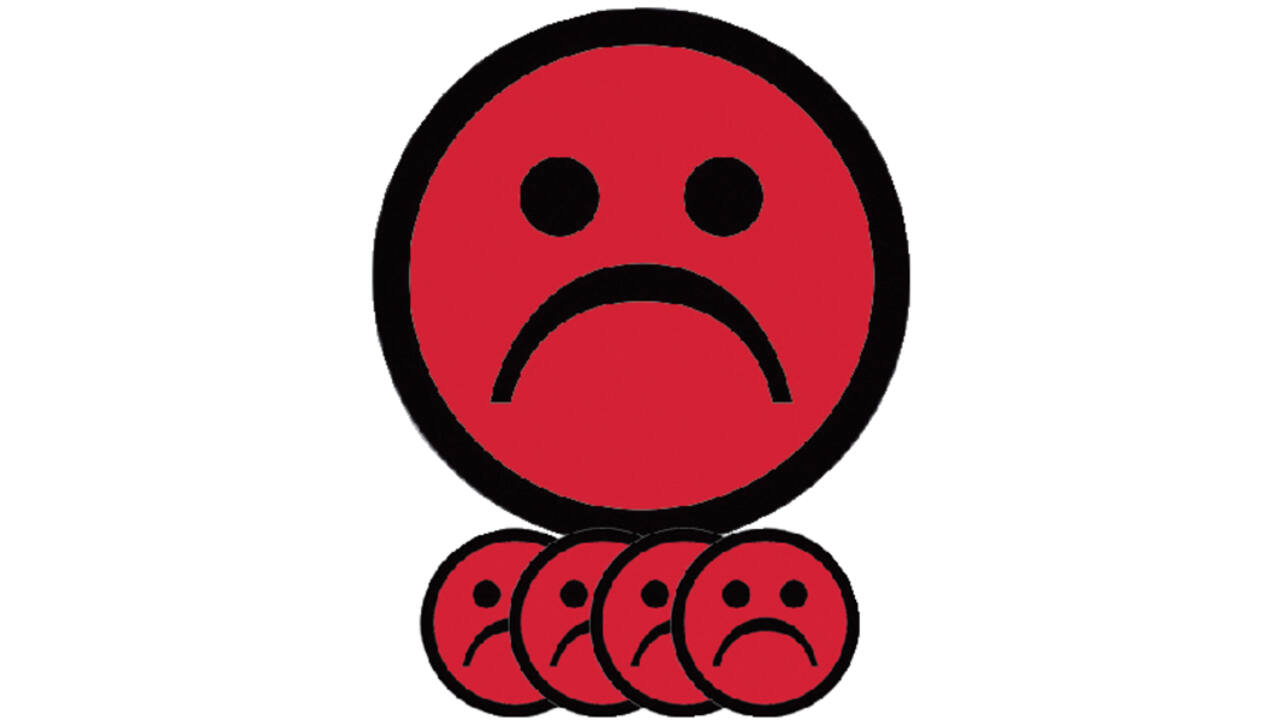 Magneet smiley 50mm emotie bedroefd rood