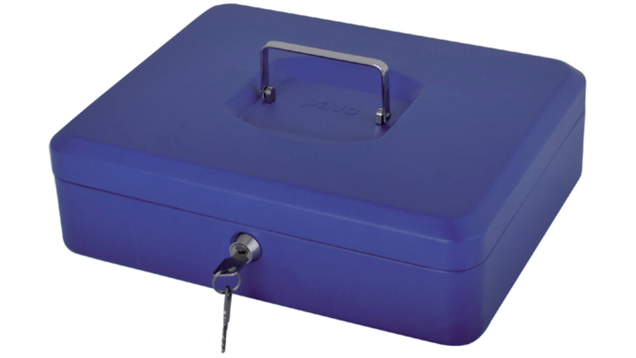 Geldkist Pavo met muntsorteerbak 300x240x90mm blauw