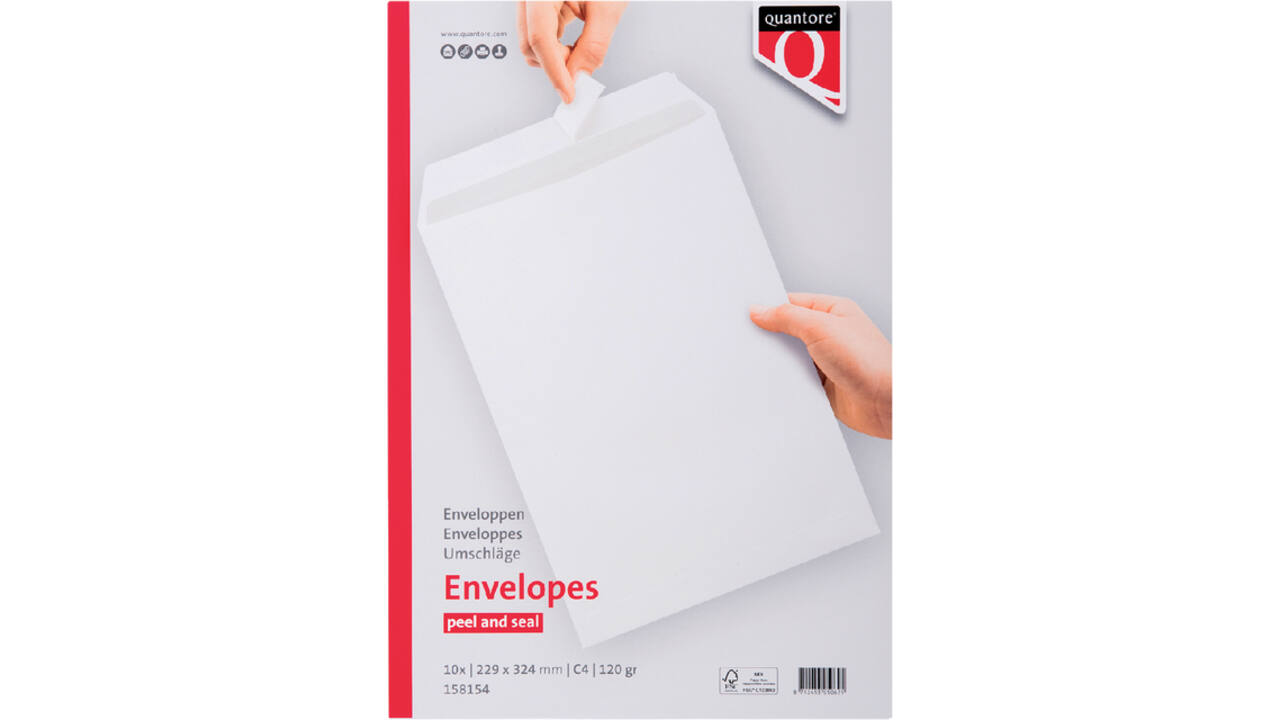 Envelop Quantore akte C4 229x324mm zelfklevend wit 10stuks