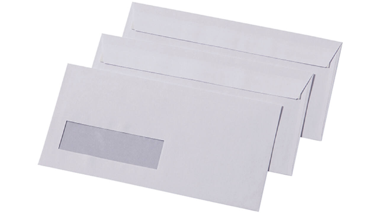 Envelop Quantore 110x220mm venster 3x10cm rechts 500stuks