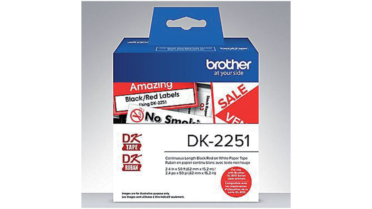 Etiket Brother DK-22251 62mm 15-meter zwart/rood