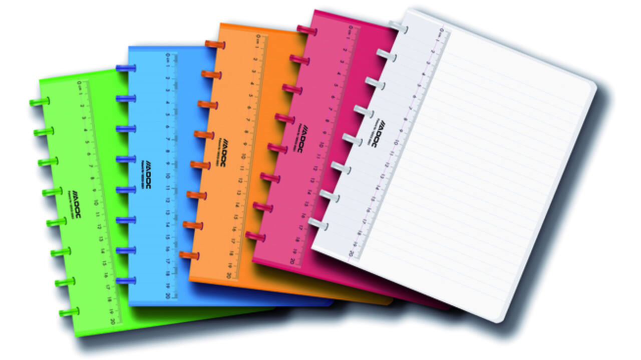 Schrift Adoc A5 lijn 144 pagina's 90gr assorti