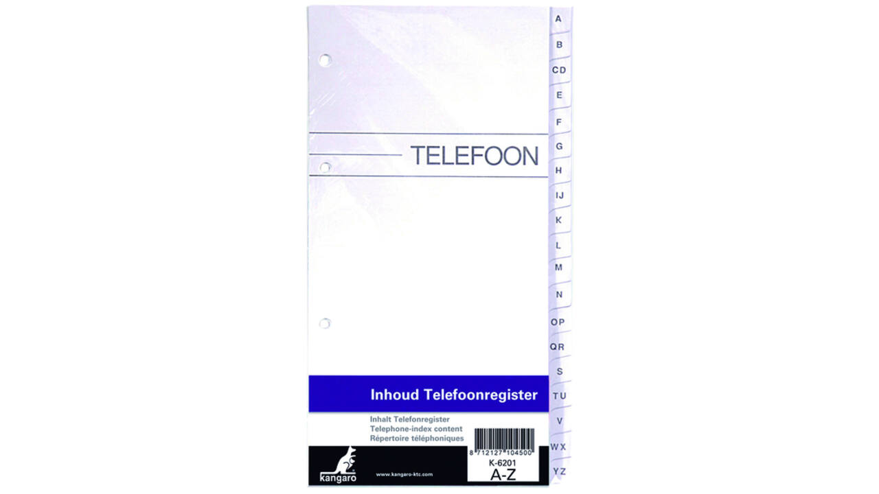 Telefoonalbum Kangaro navulling A-Z 200x100mm 4-rings
