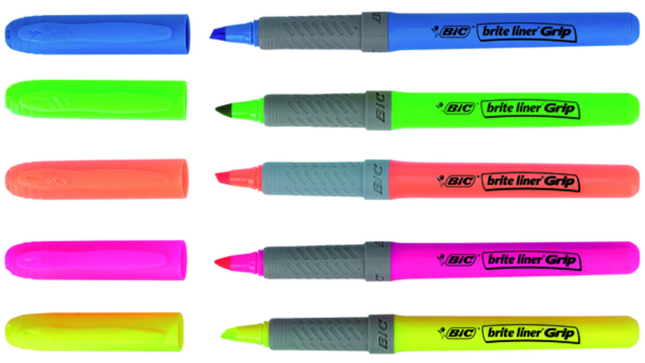 Markeerstift Bic brite liner grip geel