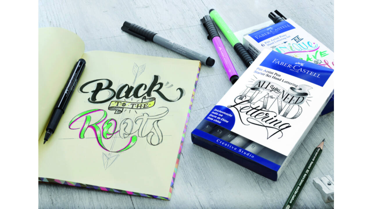 Tekenstift Faber-Castell Pitt Artist handlettering startset etui à 8 stuks