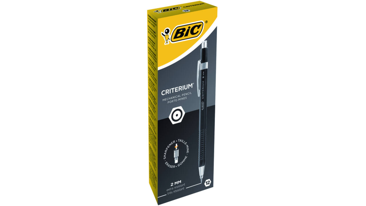 Vulpotlood Bic Criterium HB 2mm met gum metalen clip