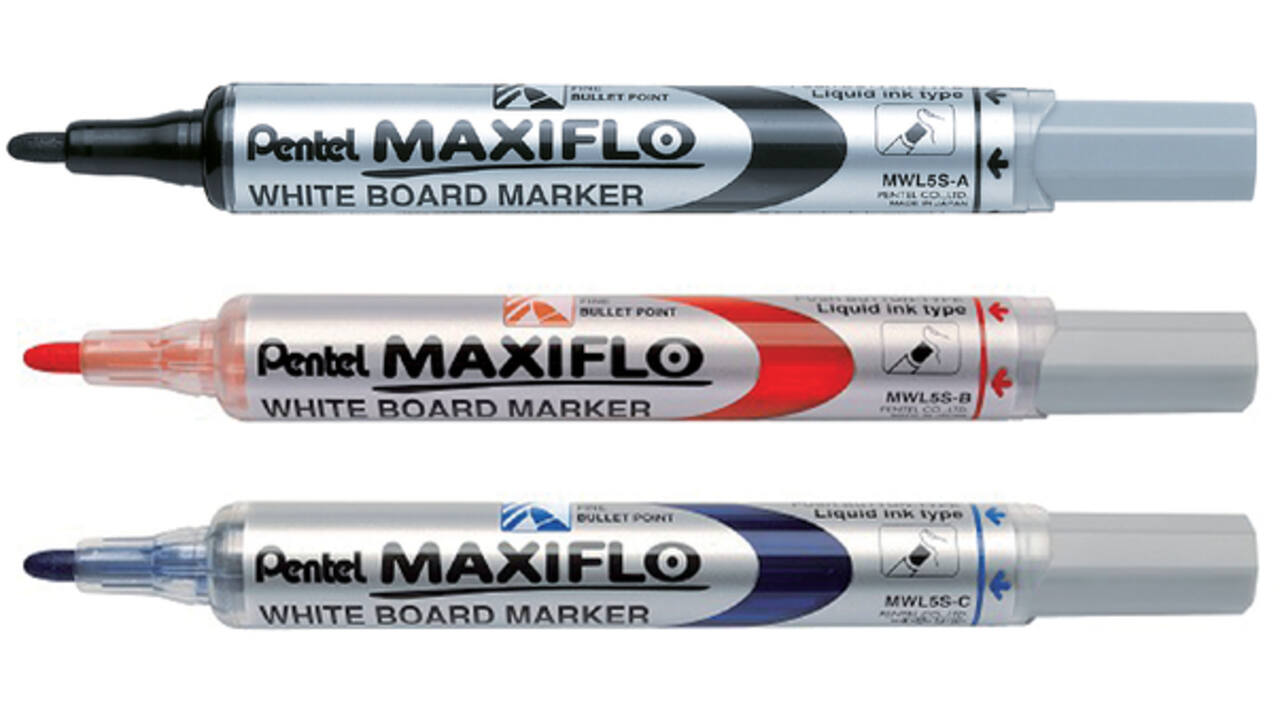 Viltstift Pentel MWL5S Maxiflo whiteboard rond 1mm zwart