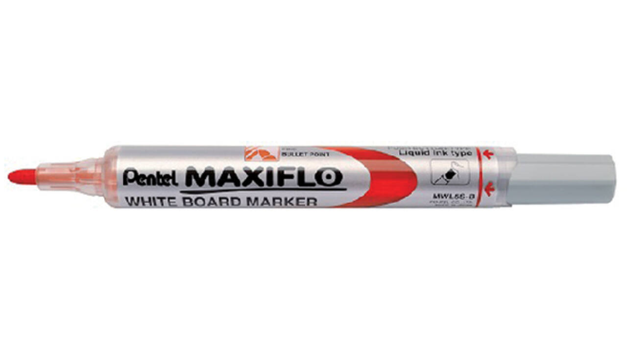 Viltstift Pentel MWL5S Maxiflo whiteboard rond 1mm rood