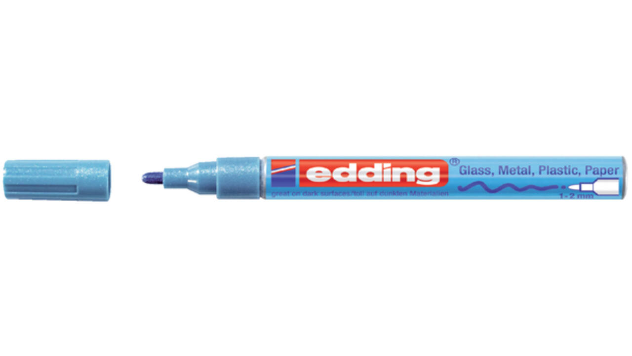 Viltstift edding 751 lakmarker rond 1-2mm metallic blauw
