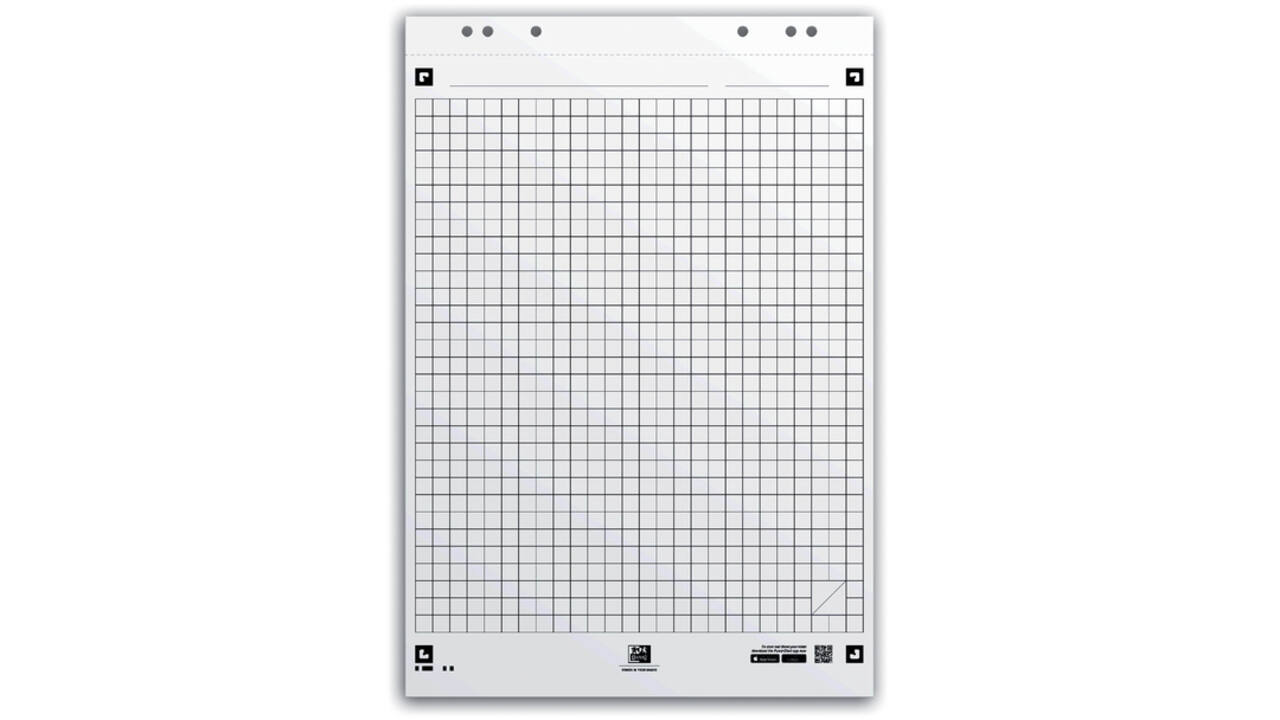 Flipoverpapier Oxford smart 65x98cm. ruit 90gram 20vel