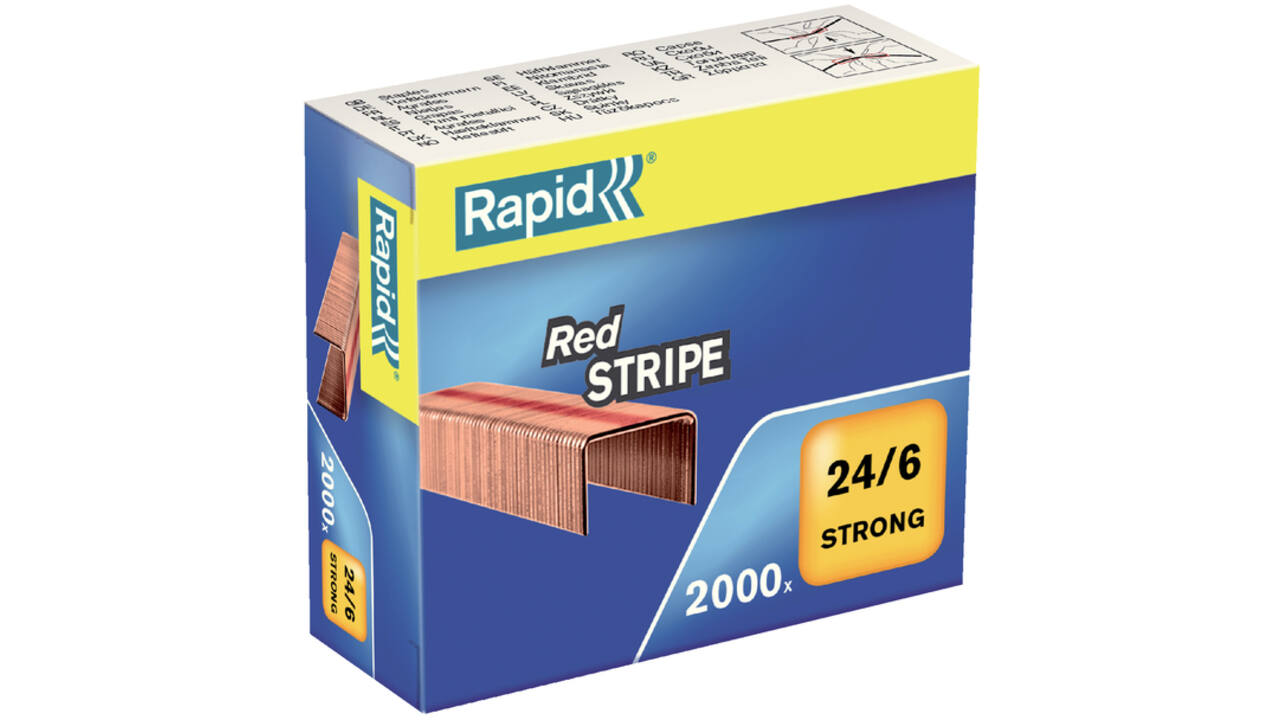 Nieten Rapid 24/6 verkoperd red stripe 2000 stuks