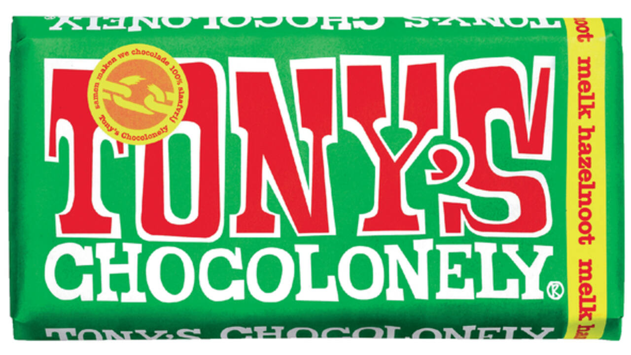 Chocolade Tony's Chocolonely melk hazelnoot reep 180gr