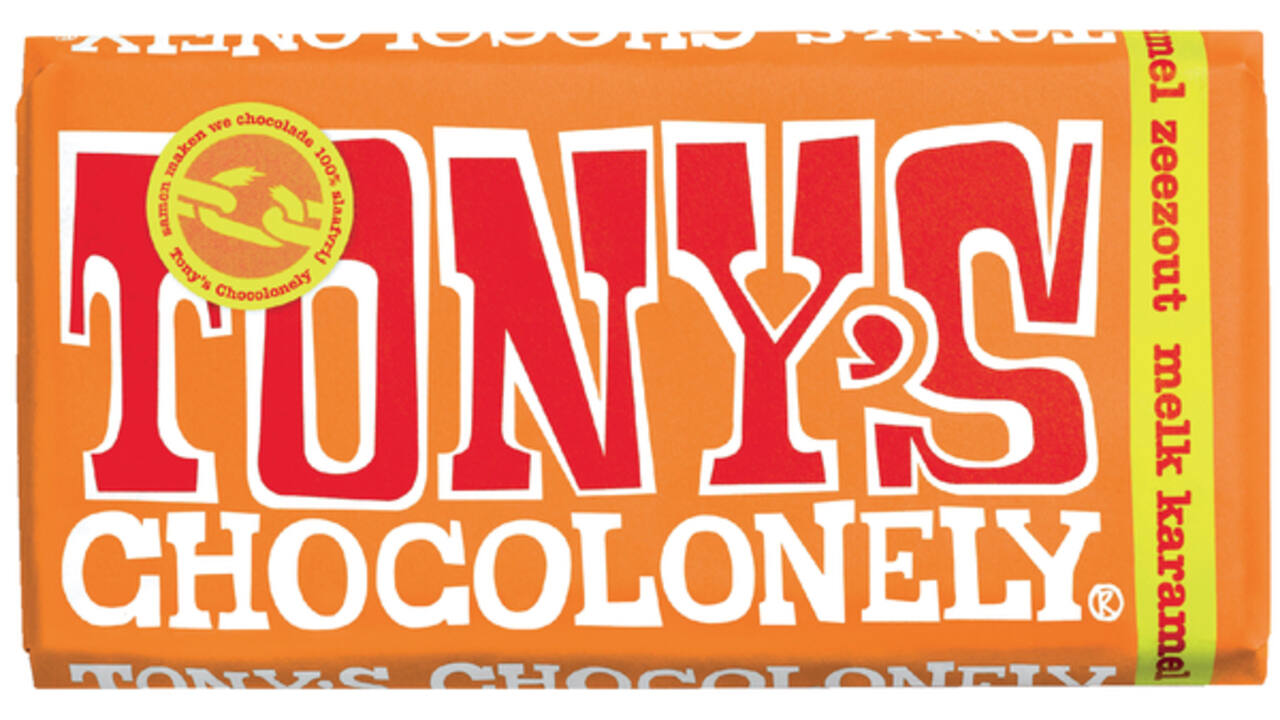 Chocolade Tony's Chocolonely melk karamel zeezout reep 180gr