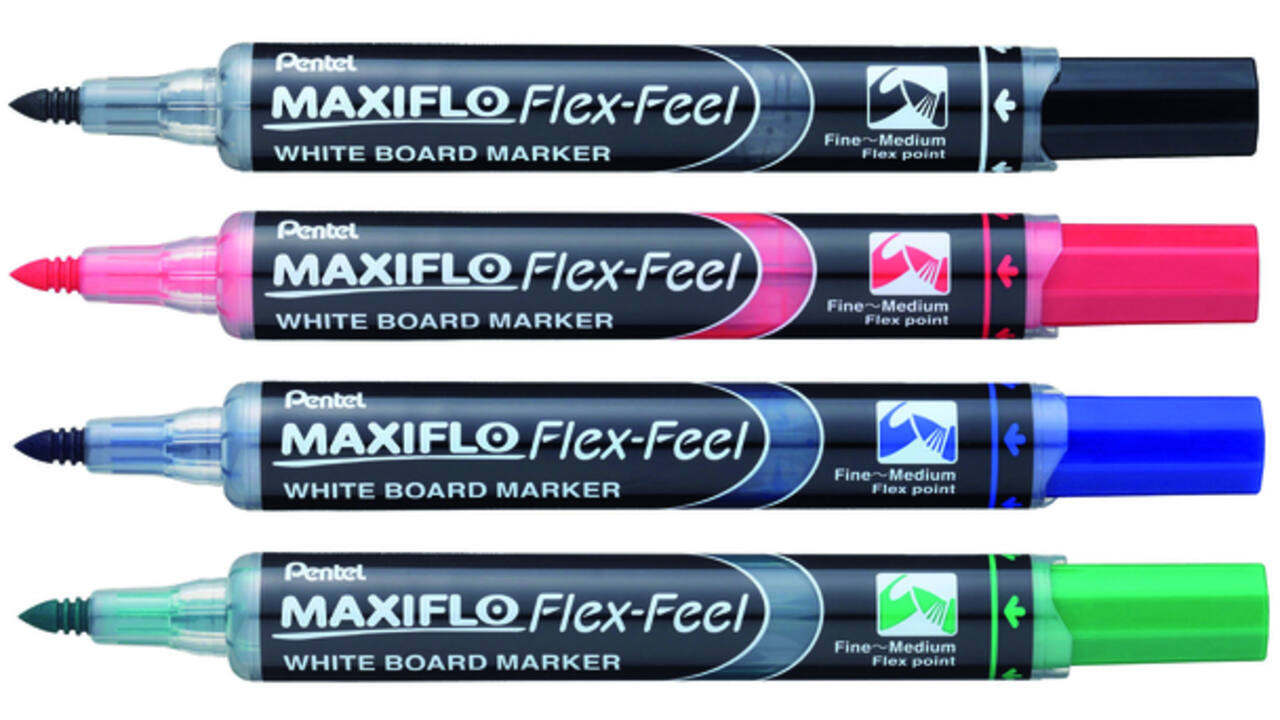 Viltstift Pentel MWL5SBF Maxiflo whiteboard rond 1.5-4.5mm zwart