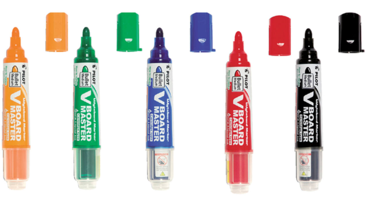 Viltstift PILOT Begreen whiteboard rond medium assorti etui à 5 stuks