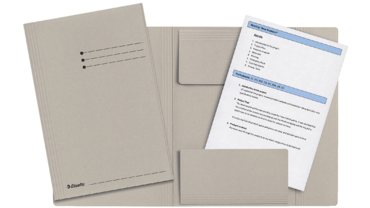 Dossiermap Esselte folio 3 kleppen manilla 275gr grijs